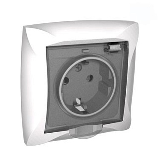 Розетка LEXEL ДУЭТ WDE000146 с рамкой, со шторками, с  крышкой, белая, 1-местная, купить
