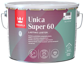 Лак для дерева TIKKURILA Unica Super 60 Бесцветный полуглянцевый - 9 л купить