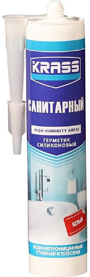 Герметик силиконовый Krass Санитарный белый - 0.3 л купить