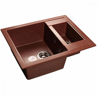 Мойка кухонная GranFest Quadro GF-Q610K прямоугольная 2 чаши 610*500мм красный марс купить