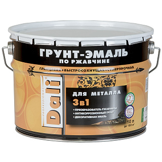 Грунт-эмаль по ржавчине Dali 3 в 1 RAL 9010 белый 10 л купить