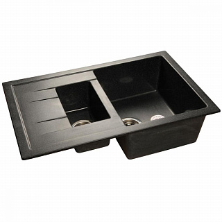 Мойка кухонная GranFest Quadro GF-Q775KL прямоугольная 2 чаши с крылом 495*765мм черный купить