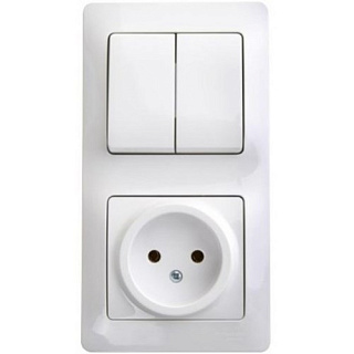 Блок комбинированны GLOSSA GSL000172 розетка и выключ 2кл белый купить