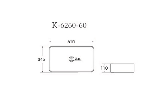 Раковина накладная K-M6260-60CML бежевый матовый 610*345*110мм HOLLER 342955 купить