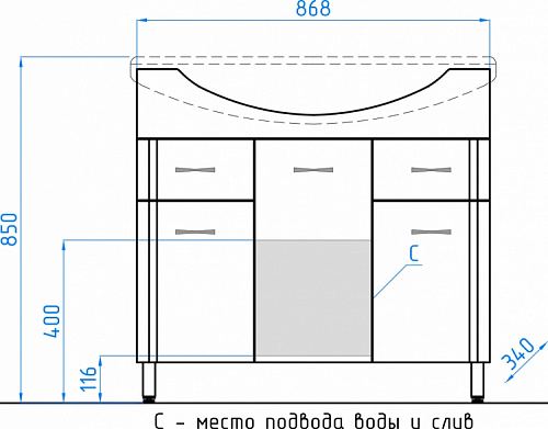 Тумба №26 с умывальником Эльбрус 90 белый, Style Line ЛС-00000110 купить