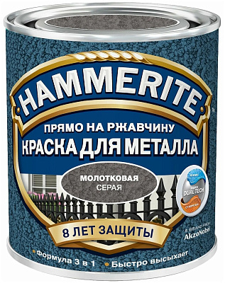 Краска для металла прямо на ржавчину 3в1 молотковая RAL7042 серый 0.75л Hammerite  5831388 купить