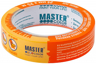 Лента малярная желтая из рисовой бумаги MASTER COLOR (скотч) 24мм*25м термост.до 100 град 30-6122 купить
