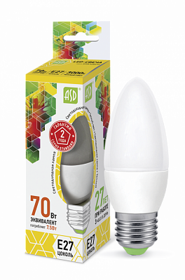 Лампа светодиодная ASD LED-С37-standard E27 3000К 7.5Вт  купить