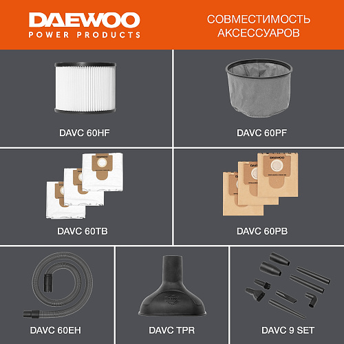 Пылесос DAEWOO  DAVC 6030S 3200Вт 60л  купить