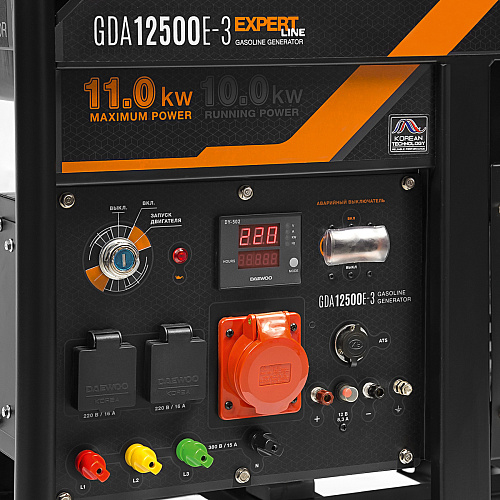 Генератор DAEWOO GDA 12500E-3 бензиновый 11.0/10.0 кВт - 400В, 3.5/8.2 кВт - 220В купить