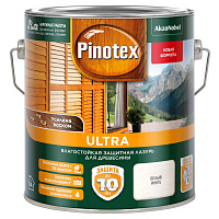 Влагостойкая защитная лазурь Pinotex Ultra для древесины белый 2.7 л 
