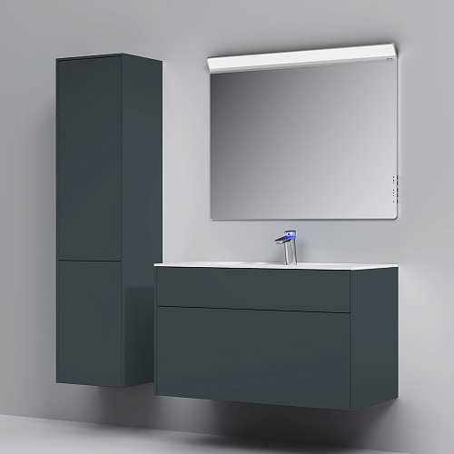 Тумба подвесная INSPIRE V2.0 с раковиной INSPIRE 100 3 ящика графит матовый AM.PM M50AFHX1003GM купить