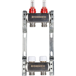 Коллектор с расходомерами 2 выхода из нержавеющей стали Rommer RMS-1200-000002 купить