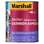 Краска Marshall Akrikor фасадная силикон-акриловая матовая BC (0.9л) Краска Marshall Akrikor фасадная силикон-акриловая матовая BC (0.9л)