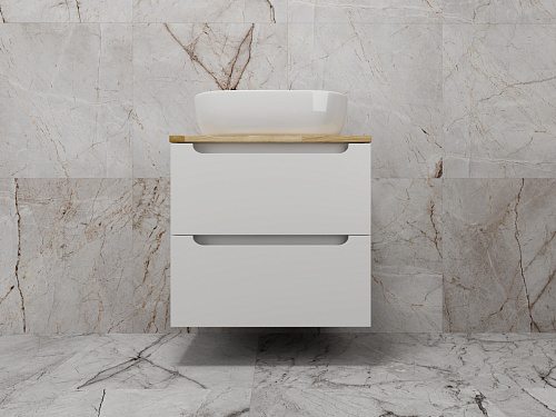 Тумба подвесная со столешницей Бали 70 и раковина MODUO 50 SQUARE Style Line ЛС-00002338 БЕЛЫЙ СОФТ купить