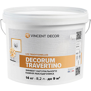 Структурное покрытие Vincent Decor Decorum Travertino 14 кг купить