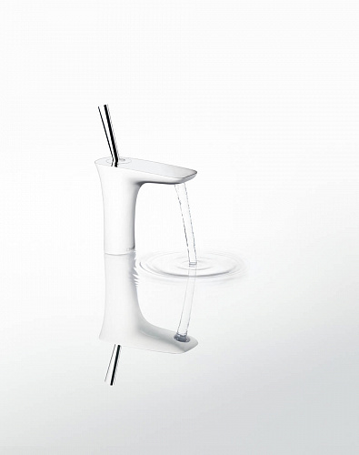 Смеситель HANSGROHE PuraVida 15070400 для раковины с низким изливом белый/хром купить