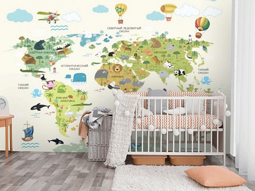 Фотообои Карта с воздушными шарами песок 3*2.4м DesignStudio 3D KID-016 купить