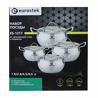Набор посуды Eurostek ES-1217 8 предметов нержавеющая сталь купить