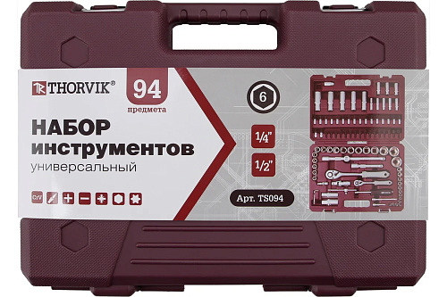 Набор инструмента универсальный 1/4", 1/2"DR  94 предмета THORVIK TS094/054009 купить