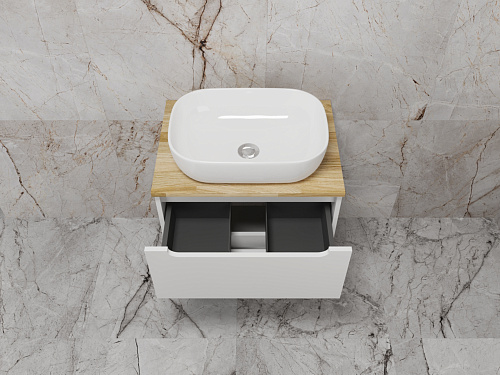 Тумба подвесная со столешницей Бали 70 и раковина MODUO 50 SQUARE Style Line ЛС-00002338 БЕЛЫЙ СОФТ купить