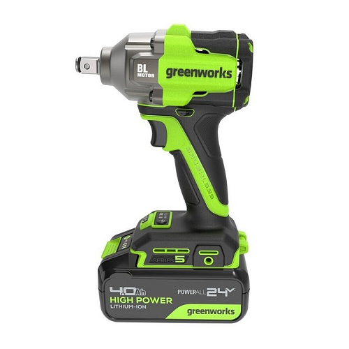 Гайковерт аккумуляторный Greenworks IW5500 ударный 1/2" картон 24В 500Нм(бесщеточн)  3 режима 1акк*4.0а/ч+з/у (3805007CUB) купить