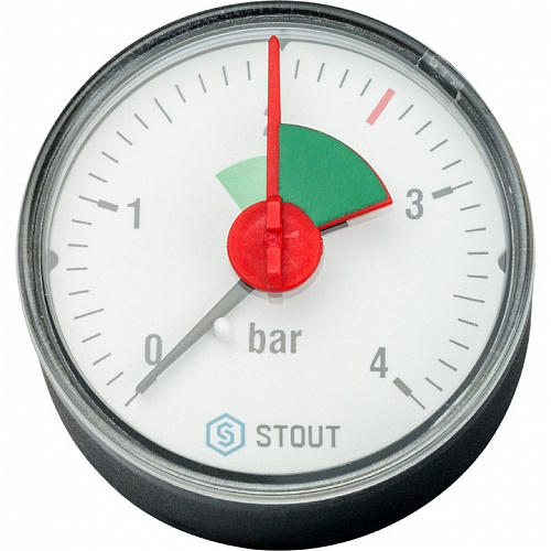 Манометр STOUT аксиальный с указателем предела  Dn 50мм 1/4" 0..4 бар. кл.2.5 SIM-0007-500408 купить
