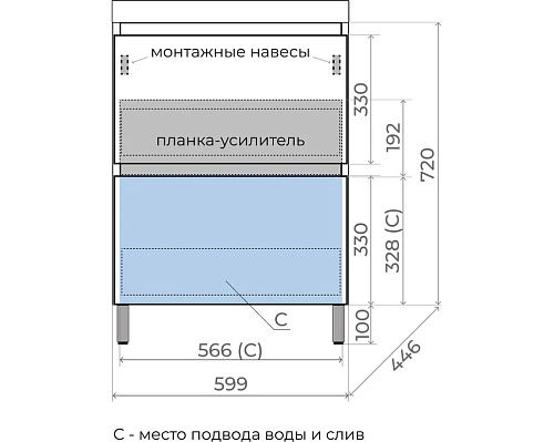 Тумба напольная Манхэттен 60 PLUS олива 2 ящика с умывальником ASTI 60 белый Style Line ЛС-00002379/СС-00002467 купить
