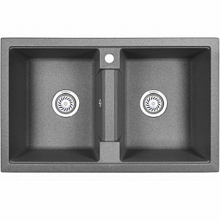 Мойка кухонная Granula GR-8101 прямоугольная 81*50см с 2 чашами и отверстием под смеситель шварц купить