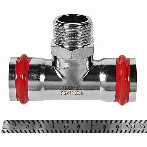 Тройник-переходник ВПр-НР 35*1 прессовой из нержавеющей стали Rommer RSS-1016-000351 купить