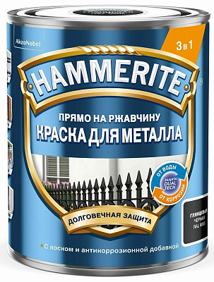 Грунт-эмаль по ржавчине 3в1 Хаммерайт гладкая RAL9005 черный 5819921 (0.75л) купить