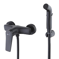Смеситель настенный с гигиеническим душем Lemark Bronx LM3718BL черный