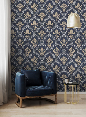 Обои Marquise горячее тиснение 1.06*10м синие Eurodecor 9097-18 купить
