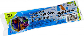 Мешок мусорный для ремонта 30л 50х60см (30 штук в рулоне) черный Идеал МШХ07546 купить