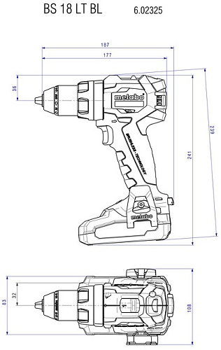 Дрель-шуруповерт аккумуляторная BS 18 LT BL 4.0 а/ч LiHD Metabo 602325800 купить