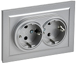 Розетка 2-местная с заземлением BRITE РС12-3-БрА BR-R21-16-K47-F 16А IEK 8718581 алюминий Розетка 2-местная с заземлением BRITE РС12-3-БрА BR-R21-16-K47-F 16А IEK 8718581 алюминий