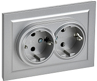 Розетка 2-местная с заземлением BRITE РС12-3-БрА BR-R21-16-K47-F 16А IEK 8718581 алюминий