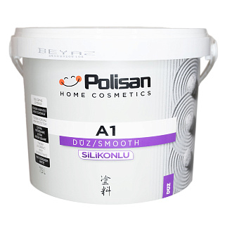 Краска фасадная силиконовая A1 SILIKONLU DUZ гладкая белая база Polisan 35600011600(7.5л) купить