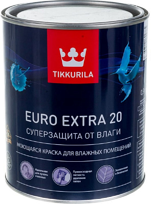 Краска Euro Extra 20 для влажных помещений полуматовая база С Tikkurila  купить