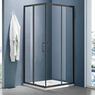 Ограждение душевое Lea-CR-1000*800-C-Matt Black Г-образное стекло прозрачное 1000*800*1850 черный SANTREK AQUA 328060 купить