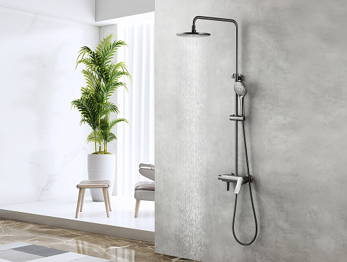 Смеситель для ванны Lemark Bronx LM3762GM с верхней лейкой, графит купить