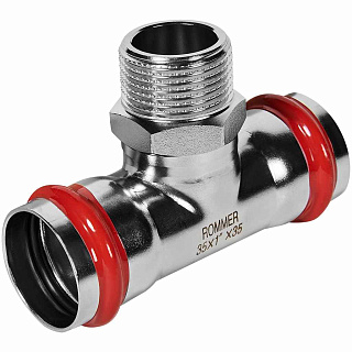 Тройник-переходник ВПр-НР 35*1 прессовой из нержавеющей стали Rommer RSS-1016-000351 купить