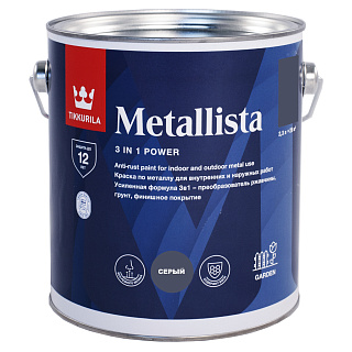 Краска по ржавчине METALLISTA глянцевая серая Tikkurila 700014091 (2.3л) купить