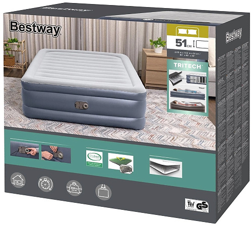 Матрас надувной 6713I Tritech Queen 203*152*51см встроенный электронасос Bestway 130453 купить