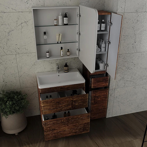 Тумба Атлантика 70 и раковина Атлантик 70 напольная старое дерево Style Line СС-00002343/00002286 купить