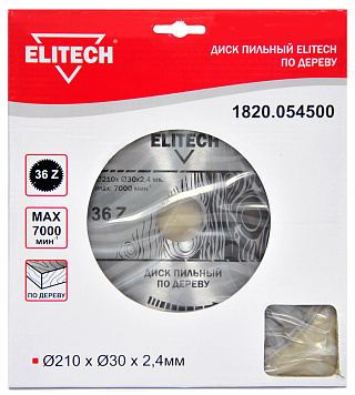 Диск пильный Elitech 210*30*2.4мм зубьев 36 по дереву (1820.054500) купить