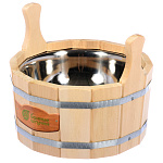 Банный ушат "Шайка" липа с вставкой из нержавеющей стали Банные штучки 33216 Банный ушат "Шайка" липа с вставкой из нержавеющей стали Банные штучки 33216
