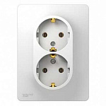 Розетка Schneider GLOSSA GSL000124 с заземлением белый двойная Розетка Schneider GLOSSA GSL000124 с заземлением белый двойная