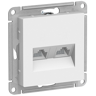 Розетка Schneider Atlas Design 2-местная компьютерная RJ45+RJ45 белая ATN000185 481400 купить