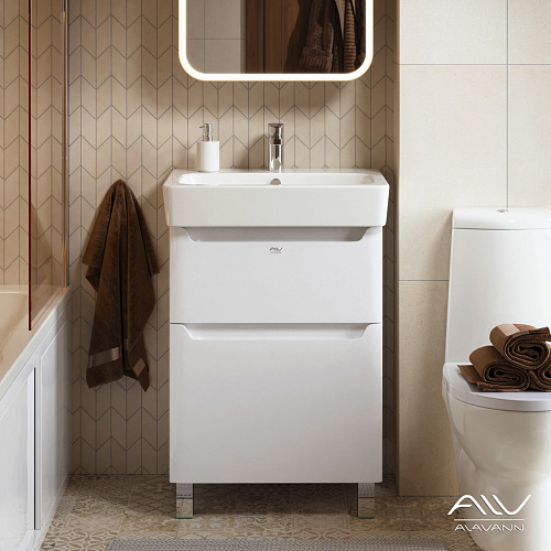 Тумба Lana 60 с раковиной Q 60 белая Alavann СТ-5701-0600-00(01) купить